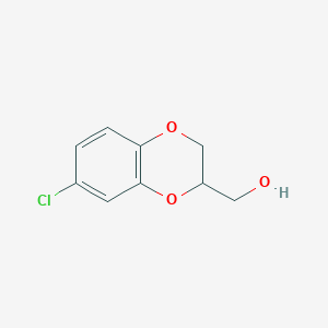 molecular formula C9H9ClO3 B13125598 (7-Chloro-2,3-dihydro-1,4-benzodioxin-2-yl)methanol 