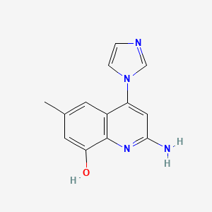 molecular formula C13H12N4O B13125611 2-Amino-4-(1H-imidazol-1-yl)-6-methylquinolin-8-ol 