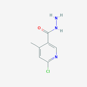 molecular formula C7H8ClN3O B13125665 6-Chloro-4-methylnicotinohydrazide 