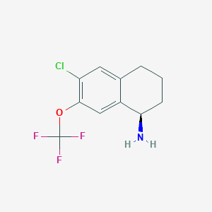 molecular formula C11H11ClF3NO B13125670 (R)-6-chloro-7-(trifluoromethoxy)-1,2,3,4-tetrahydronaphthalen-1-amine hydrochloride 