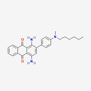 molecular formula C27H29N3O2 B13125757 1,4-Diamino-2-(4-(hexyl(methyl)amino)phenyl)anthracene-9,10-dione CAS No. 89132-76-3