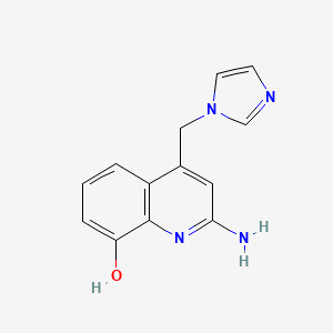 molecular formula C13H12N4O B13125888 4-((1H-Imidazol-1-yl)methyl)-2-aminoquinolin-8-ol 