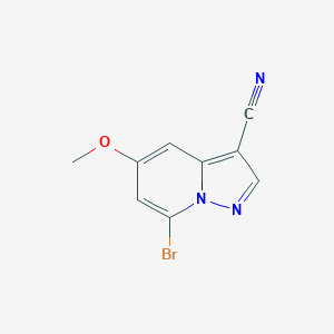 molecular formula C9H6BrN3O B13125904 7-Bromo-5-methoxypyrazolo[1,5-a]pyridine-3-carbonitrile 