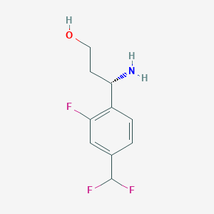 molecular formula C10H12F3NO B13125911 (S)-3-amino-3-(4-(difluoromethyl)-2-fluorophenyl)propan-1-ol 