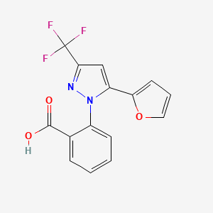 molecular formula C15H9F3N2O3 B1312601 2-(5-Furan-2-yl-3-trifluoromethyl-pyrazol-1-yl)-benzoic acid 
