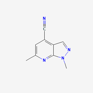 molecular formula C9H8N4 B13126030 1,6-Dimethyl-1H-pyrazolo[3,4-b]pyridine-4-carbonitrile 