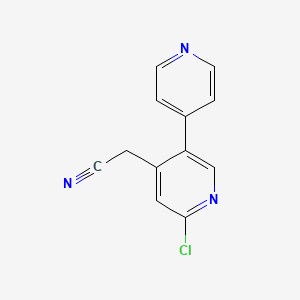 molecular formula C12H8ClN3 B13126041 2-(2-Chloro-5-pyridin-4-ylpyridin-4-yl)acetonitrile 