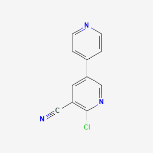 molecular formula C11H6ClN3 B13126074 6-Chloro-[3,4'-bipyridine]-5-carbonitrile CAS No. 70959-58-9