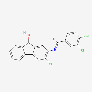 3-Chloro-2-{[(e)-(3,4-dichlorophenyl)methylidene]amino}-9h-fluoren-9-ol