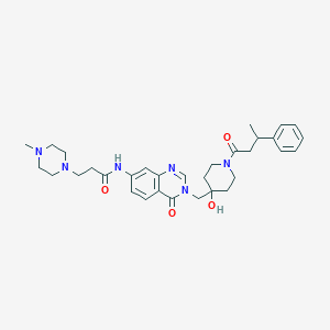 N-(3-((4-Hydroxy-1-(3-phenylbutanoyl)piperidin-4-yl)methyl)-4-oxo-3,4-dihydroquinazolin-7-yl)-3-(4-methylpiperazin-1-yl)propanamide