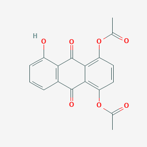 molecular formula C18H12O7 B13126199 5-Hydroxy-9,10-dioxo-9,10-dihydroanthracene-1,4-diyl diacetate CAS No. 87712-25-2