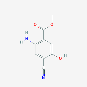 molecular formula C9H8N2O3 B13126232 Methyl2-amino-4-cyano-5-hydroxybenzoate 