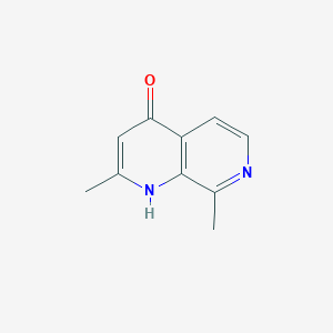 molecular formula C10H10N2O B13126257 2,8-Dimethyl-1,7-naphthyridin-4(1H)-one 