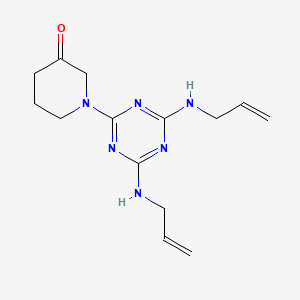 molecular formula C14H20N6O B13126311 1-{4,6-Bis[(prop-2-en-1-yl)amino]-1,3,5-triazin-2-yl}piperidin-3-one CAS No. 88536-36-1