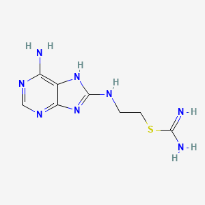 molecular formula C8H12N8S B13126320 2-((6-Amino-1H-purin-8-yl)amino)ethylcarbamimidothioate 