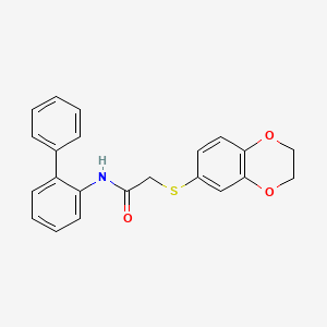 molecular formula C22H19NO3S B13126334 N-([1,1'-Biphenyl]-2-yl)-2-((2,3-dihydrobenzo[b][1,4]dioxin-6-yl)thio)acetamide 