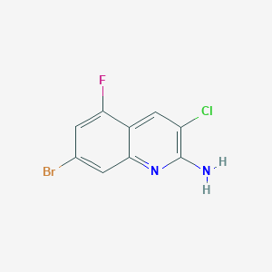 molecular formula C9H5BrClFN2 B13126419 7-Bromo-3-chloro-5-fluoroquinolin-2-amine 