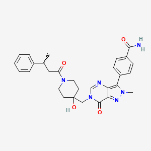 molecular formula C29H32N6O4 B13126504 (R)-4-(6-((4-Hydroxy-1-(3-phenylbutanoyl)piperidin-4-yl)methyl)-2-methyl-7-oxo-6,7-dihydro-2H-pyrazolo[4,3-d]pyrimidin-3-yl)benzamide 