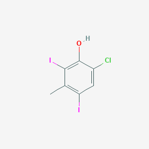 molecular formula C7H5ClI2O B13126554 6-Chloro-2,4-diiodo-3-methylphenol 