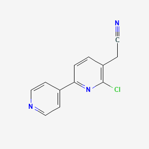 molecular formula C12H8ClN3 B13126571 2-(2-Chloro-6-pyridin-4-ylpyridin-3-yl)acetonitrile 