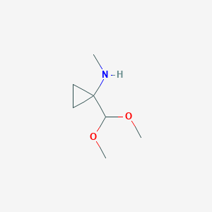 molecular formula C7H15NO2 B13126649 1-(Dimethoxymethyl)-N-methylcyclopropanamine 