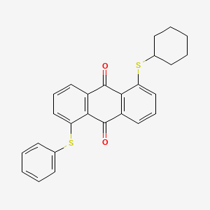 molecular formula C26H22O2S2 B13126812 1-(Cyclohexylsulfanyl)-5-(phenylsulfanyl)anthracene-9,10-dione CAS No. 84674-82-8