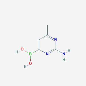 molecular formula C5H8BN3O2 B13126878 2-Amino-6-methylpyrimidine-4-boronic acid 