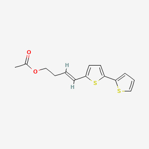 molecular formula C14H14O2S2 B13126932 (E)-4-(5-Thiophen-2-ylthiophen-2-yl)but-3-enyl acetate CAS No. 92202-49-8