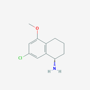 molecular formula C11H14ClNO B13127023 (S)-7-chloro-5-methoxy-1,2,3,4-tetrahydronaphthalen-1-amine hydrochloride 