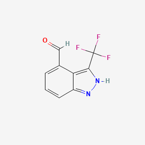 molecular formula C9H5F3N2O B13127025 3-(Trifluoromethyl)-2H-indazole-4-carbaldehyde 