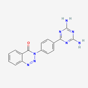 molecular formula C16H12N8O B13127039 3-[4-(4,6-Diamino-1,3,5-triazin-2-yl)phenyl]-1,2,3-benzotriazin-4(3h)-one CAS No. 35107-28-9