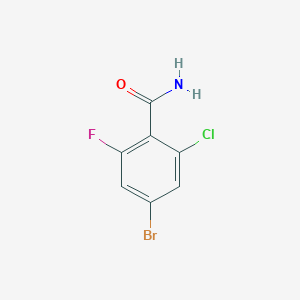 molecular formula C7H4BrClFNO B13127281 4-Bromo-2-chloro-6-fluorobenzamide 