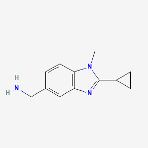 molecular formula C12H15N3 B13127330 (2-Cyclopropyl-1-methyl-1H-benzo[d]imidazol-5-yl)methanamine 