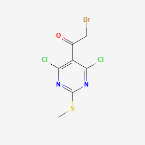 molecular formula C7H5BrCl2N2OS B13127369 2-Bromo-1-(4,6-dichloro-2-(methylthio)pyrimidin-5-yl)ethanone 