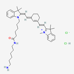 1-(6-((6-Aminohexyl)amino)-6-oxohexyl)-3,3-dimethyl-2-(2-(3-(2-(1,3,3-trimethylindolin-2-ylidene)ethylidene)cyclohex-1-en-1-yl)vinyl)-3H-indol-1-ium chloride hydrochloride