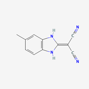 molecular formula C11H8N4 B13127400 2-(5-Methyl-1H-benzo[d]imidazol-2(3H)-ylidene)malononitrile 