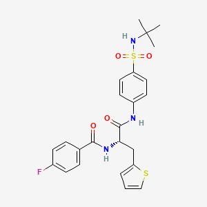 molecular formula C24H26FN3O4S2 B13127457 (S)-N-(1-((4-(N-(tert-Butyl)sulfamoyl)phenyl)amino)-1-oxo-3-(thiophen-2-yl)propan-2-yl)-4-fluorobenzamide 