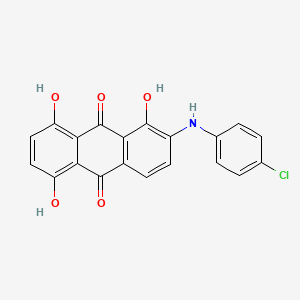 molecular formula C20H12ClNO5 B13127530 2-(4-Chloroanilino)-1,5,8-trihydroxyanthracene-9,10-dione CAS No. 61548-24-1