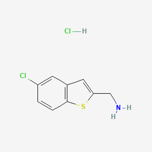 molecular formula C9H9Cl2NS B13127654 (5-Chloro-1-benzothiophen-2-yl)methanamine;hydrochloride CAS No. 23799-57-7