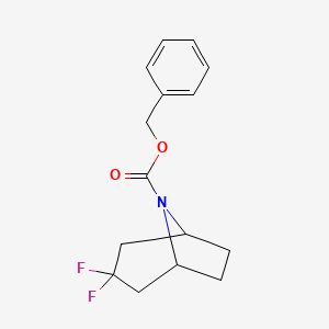 molecular formula C15H17F2NO2 B13127680 Benzyl 3,3-difluoro-8-azabicyclo[3.2.1]octane-8-carboxylate 