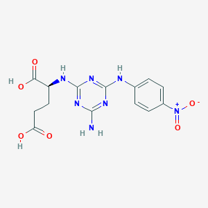 molecular formula C14H15N7O6 B13127714 N-[4-Amino-6-(4-nitroanilino)-1,3,5-triazin-2-yl]-L-glutamic acid CAS No. 62693-21-4