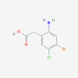 molecular formula C8H7BrClNO2 B13127763 2-(2-Amino-4-bromo-5-chlorophenyl)aceticacid 