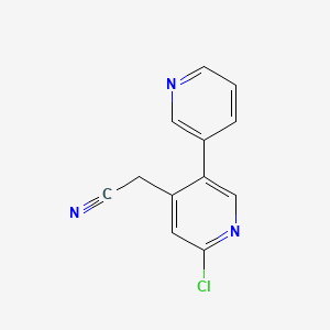 molecular formula C12H8ClN3 B13127868 2-(2-Chloro-5-pyridin-3-ylpyridin-4-yl)acetonitrile 