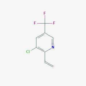 molecular formula C8H5ClF3N B13127917 Pyridine, 3-chloro-2-ethenyl-5-(trifluoromethyl)- 