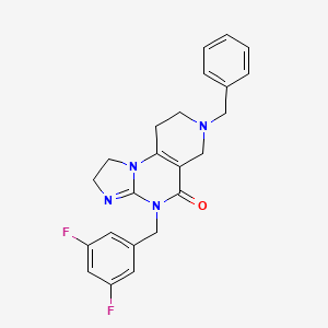 molecular formula C23H22F2N4O B13128124 7-Benzyl-4-(3,5-difluorobenzyl)-1,2,6,7,8,9-hexahydroimidazo[1,2-a]pyrido[3,4-e]pyrimidin-5(4H)-one 