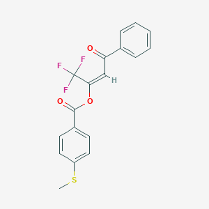 molecular formula C18H13F3O3S B131283 1-Benzoyl-2-(4-methylthio)benzoyloxyethene CAS No. 149172-66-7