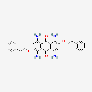 molecular formula C30H28N4O4 B13128329 1,4,5,8-Tetraamino-2,6-bis(2-phenylethoxy)anthracene-9,10-dione CAS No. 83423-03-4