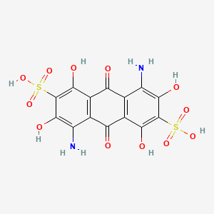 molecular formula C14H10N2O12S2 B13128350 4,8-Diamino-1,3,5,7-tetrahydroxy-9,10-dioxo-9,10-dihydroanthracene-2,6-disulfonic acid 