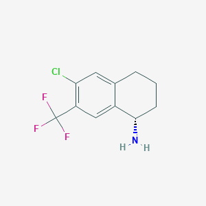 molecular formula C11H11ClF3N B13128452 (1S)-6-chloro-7-(trifluoromethyl)-1,2,3,4-tetrahydronaphthalen-1-amine 