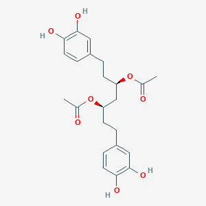 molecular formula C23H28O8 B13128462 (3R,5R)-1,7-Bis(3,4-dihydroxyphenyl)heptane-3,5-diyldiacetate 